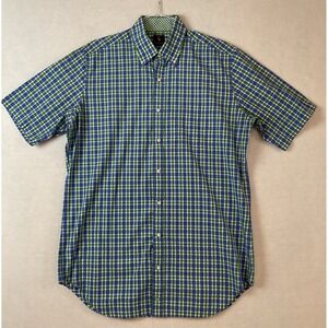 Tailorbyrd Shirt Mens XLT Blue Green Plaid Button Down Up Short Sleeves Cotton